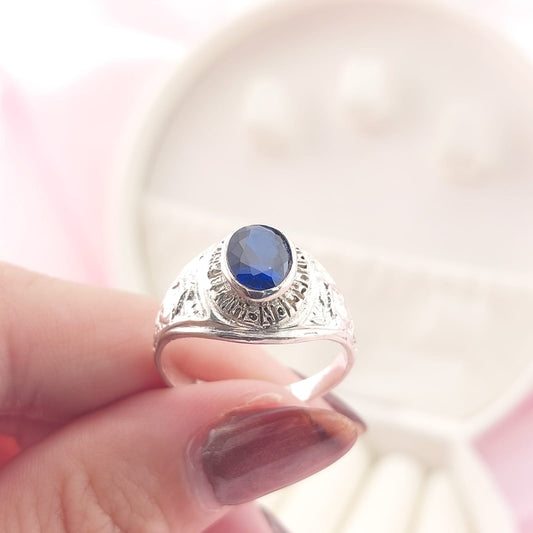 Anillo Graduación Piedra 6x8mm Plata 925 27796