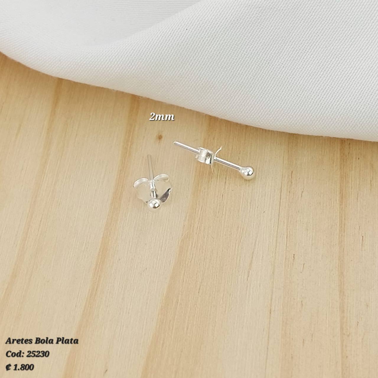Aretes Bola 2mm Plata 925 25230