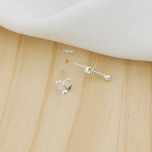 Aretes Bola 2mm Plata 925 25230