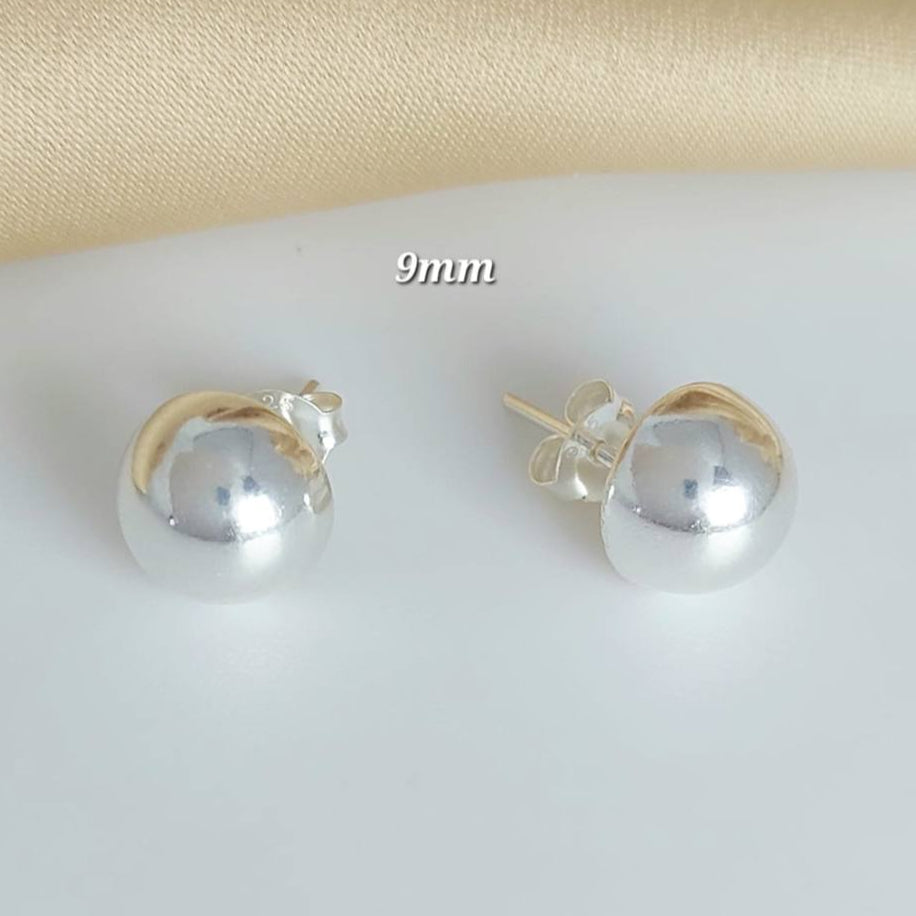 Aretes Media Bola 9mm Plata 925 25232