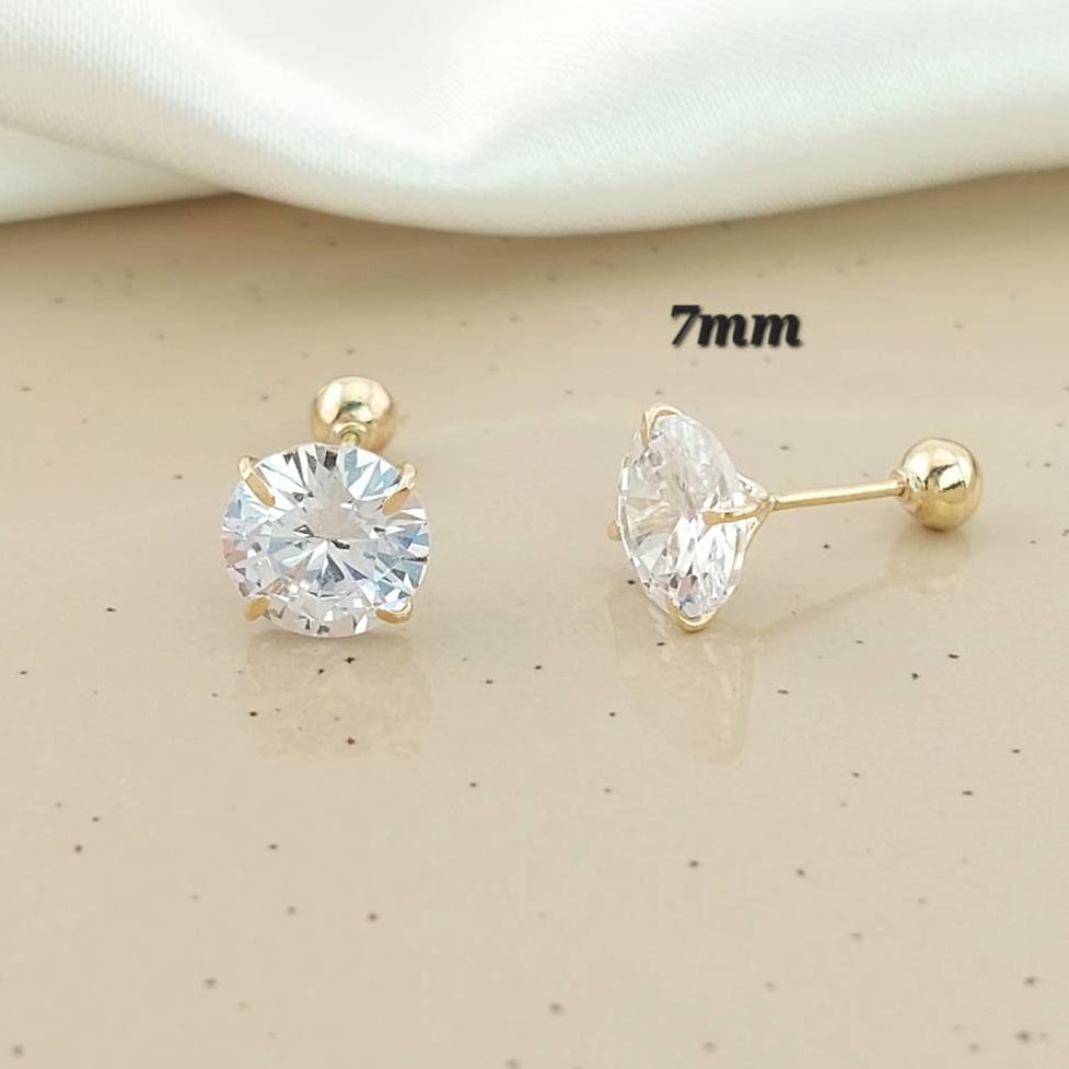 Dormilones Piedra Blanca 7mm Oro 10k 23397