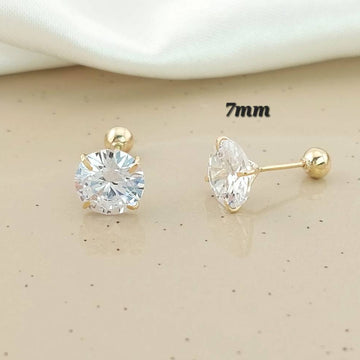 Dormilones Piedra Blanca 7mm Oro 10k 23397