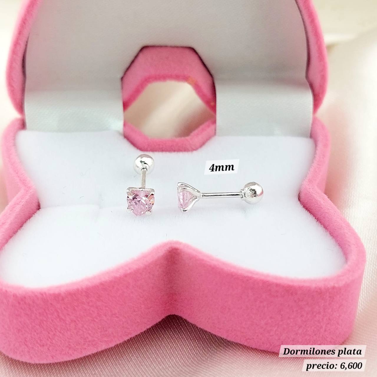 Dormilones Piedra Corazón 4mm Plata 925 25138