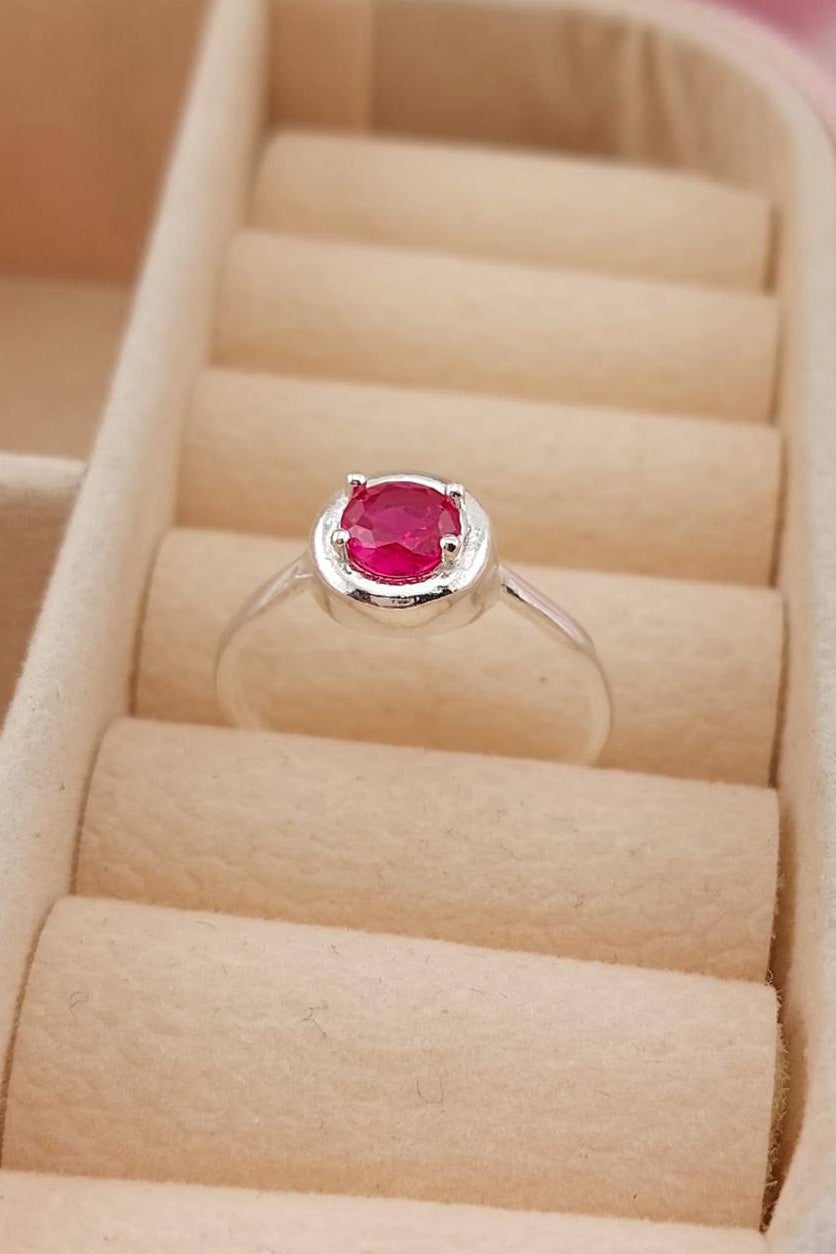 Anillo Dama Fucsia Plata 925 25673