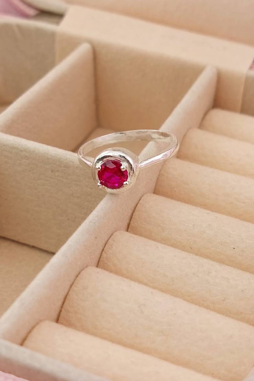 Anillo Dama Fucsia Plata 925 25673