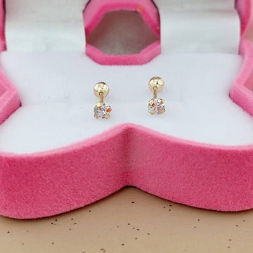 Dormilones Piedra Blanca 3mm Oro 10K 25173