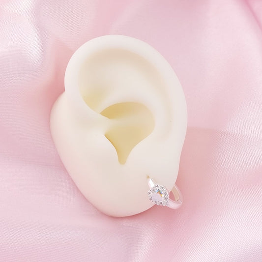 Huggies 15mm Piedra Corazon CZ 3mm Plata 925 27807