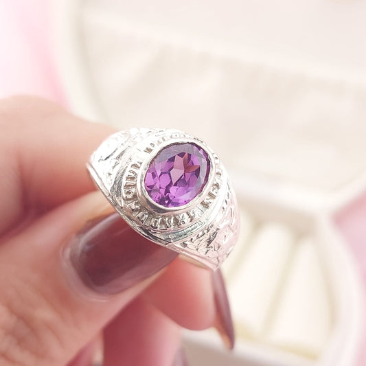 Anillo Graduación Piedra 6x8mm Plata 925 27794