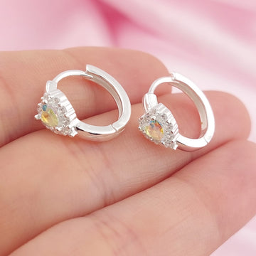 Huggies 15mm Piedra Corazon CZ 3mm Plata 925 27807