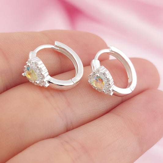 Huggies 15mm Piedra Corazon CZ 3mm Plata 925 27807