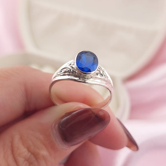Anillo Graduación Liso Piedra 6x8mm Plata 925 27791