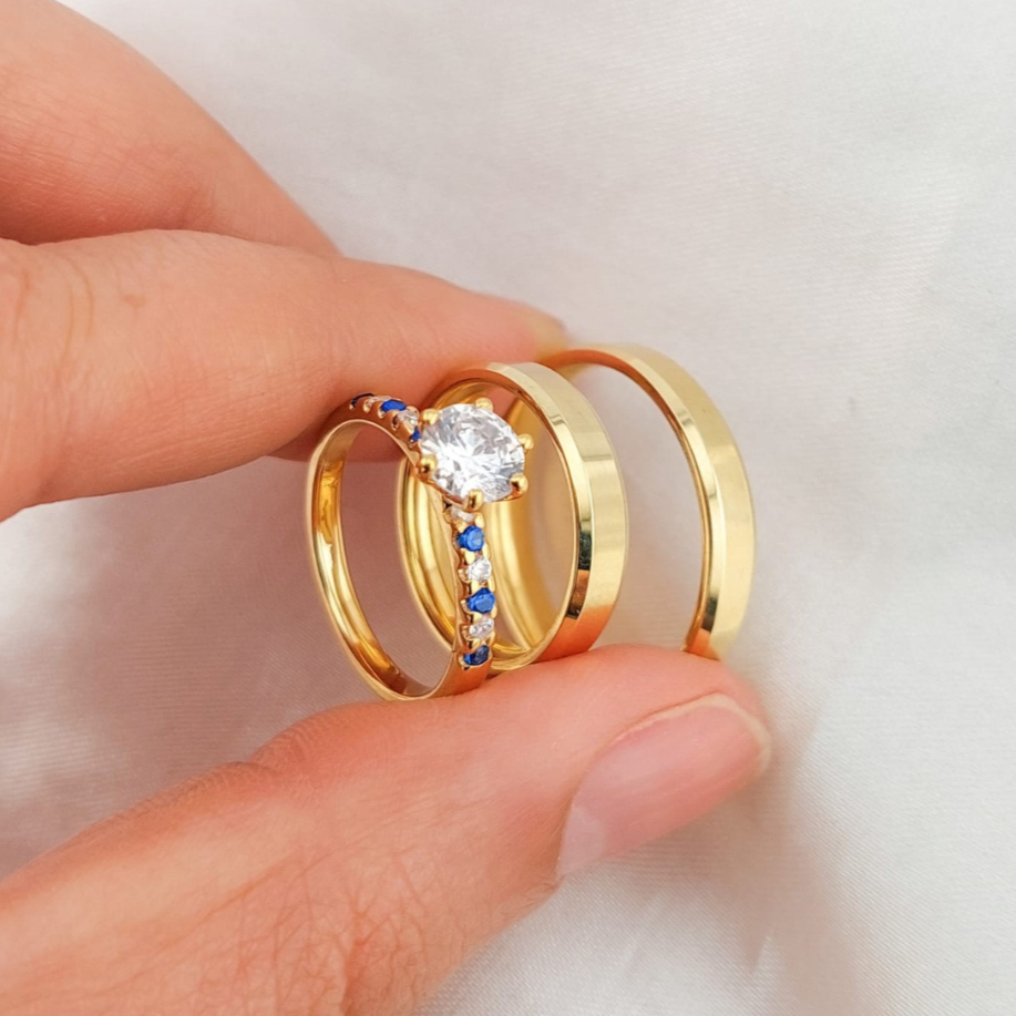 Anillos Matrimonio Trío Oro 10k 7.5g Italia 24806x
