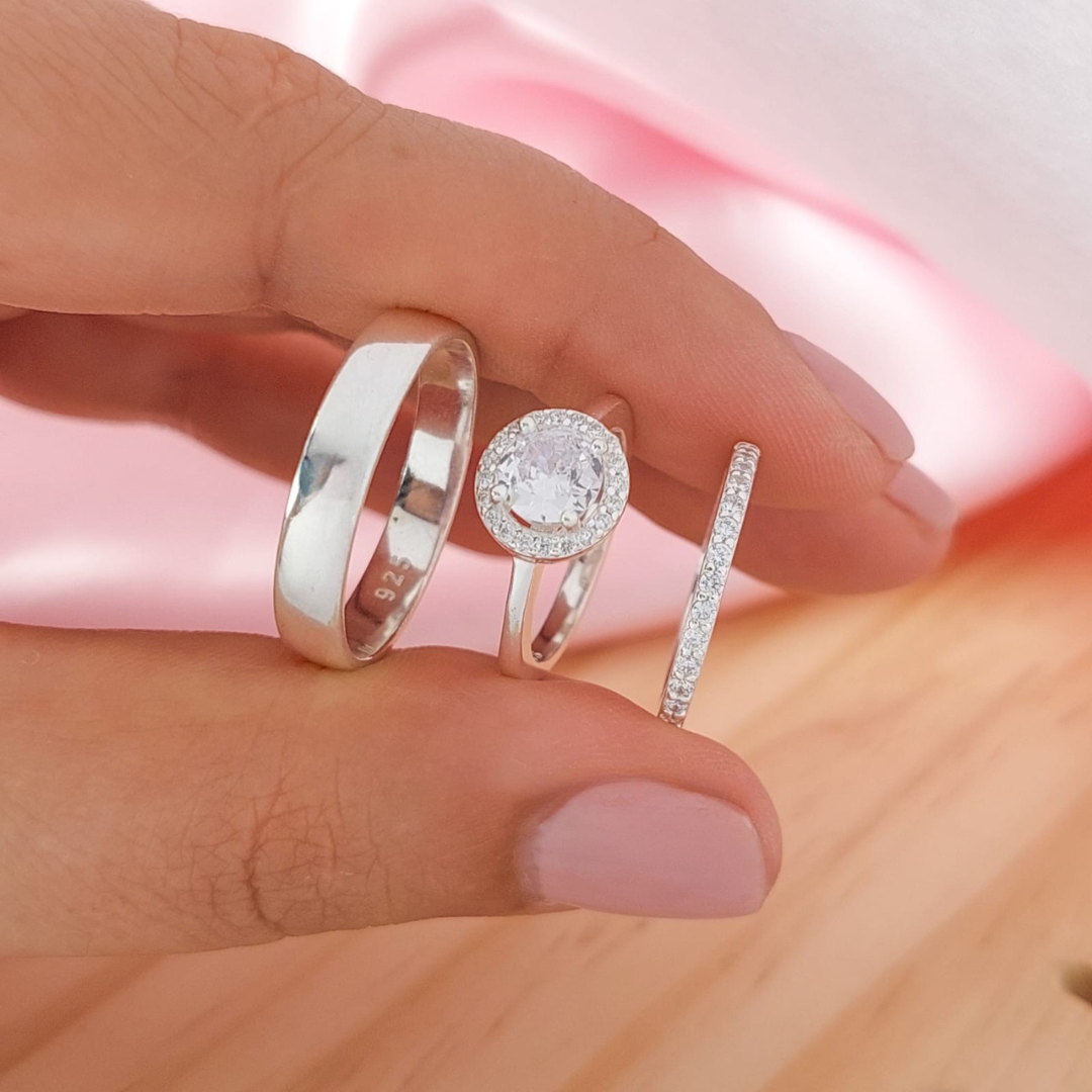Anillos Tríos Matrimonio Plata 925 210000015052