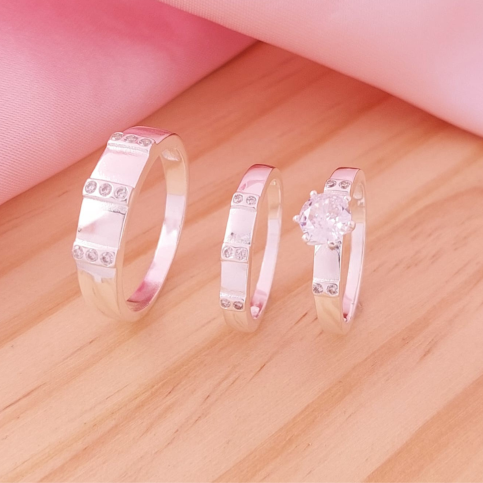 Anillos Tríos Matrimonio Plata 925 24744x