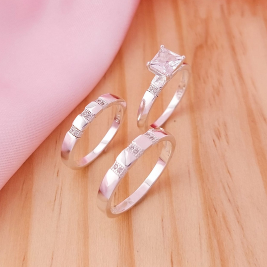 Anillos Tríos Matrimonio Plata 925 24743