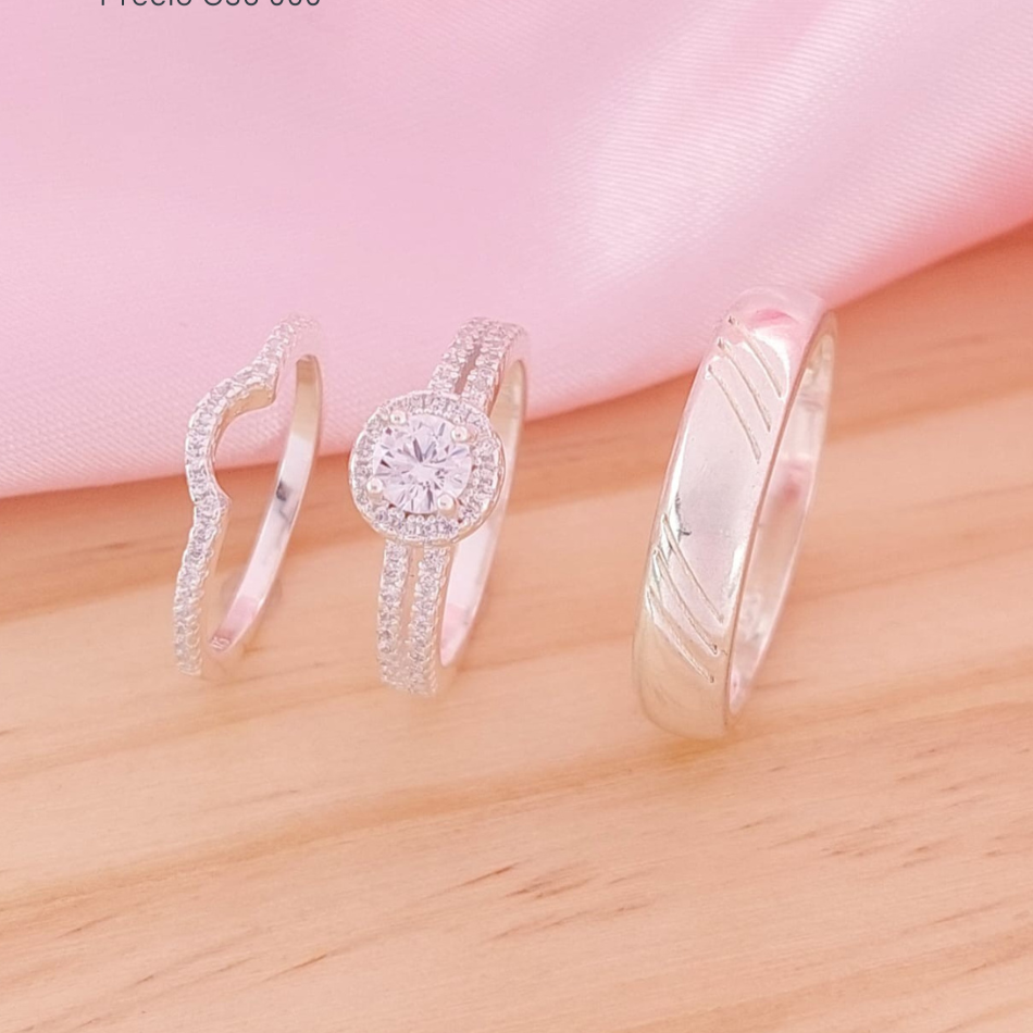 Anillos Tríos Matrimonio Plata 925 210000015048