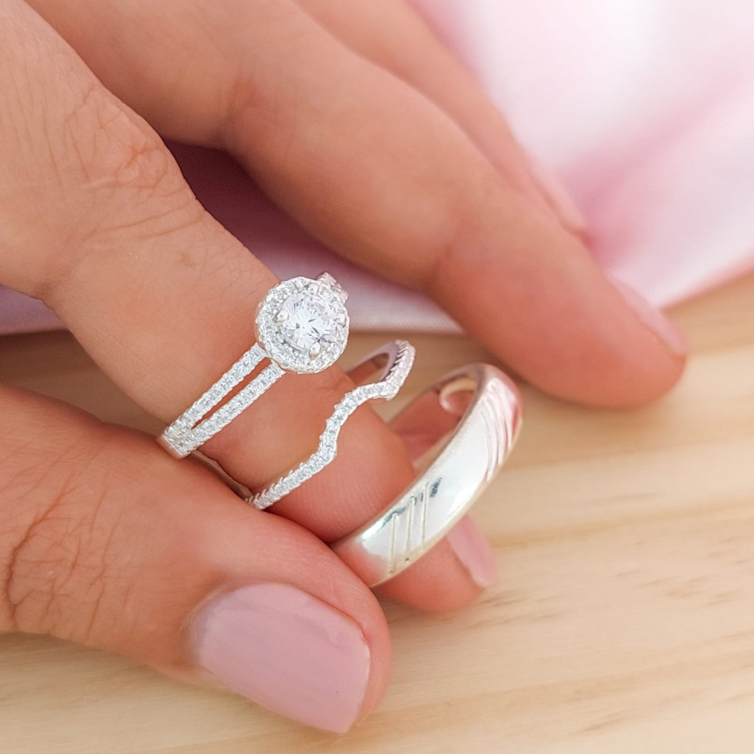 Anillos Tríos Matrimonio Plata 925 210000015048