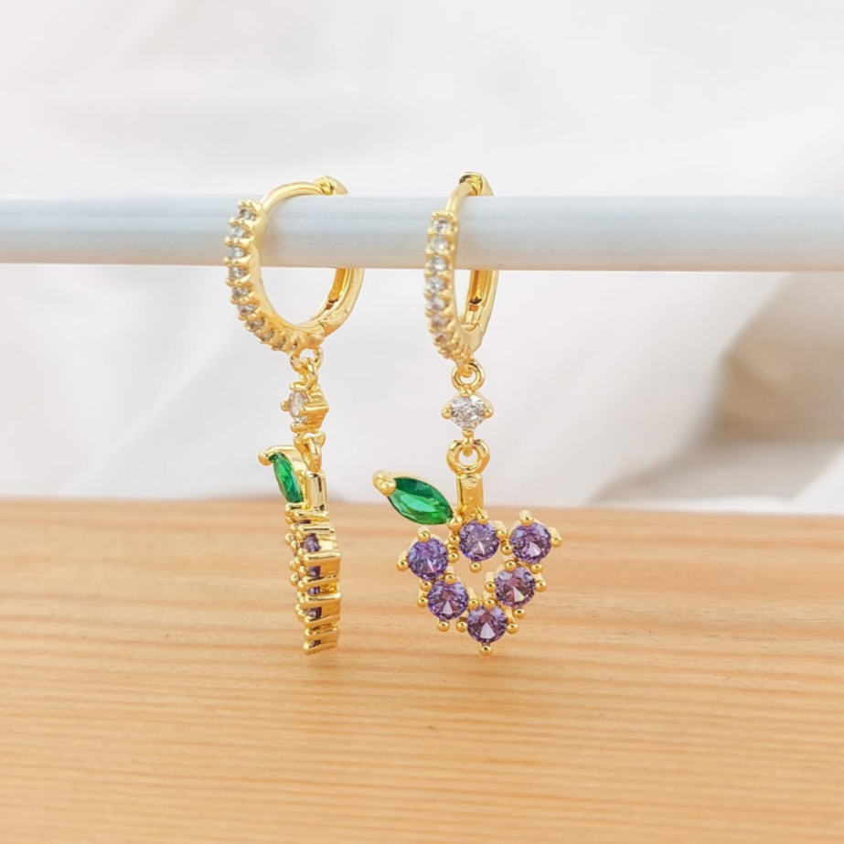Aretes Oro Laminado uvas 24949