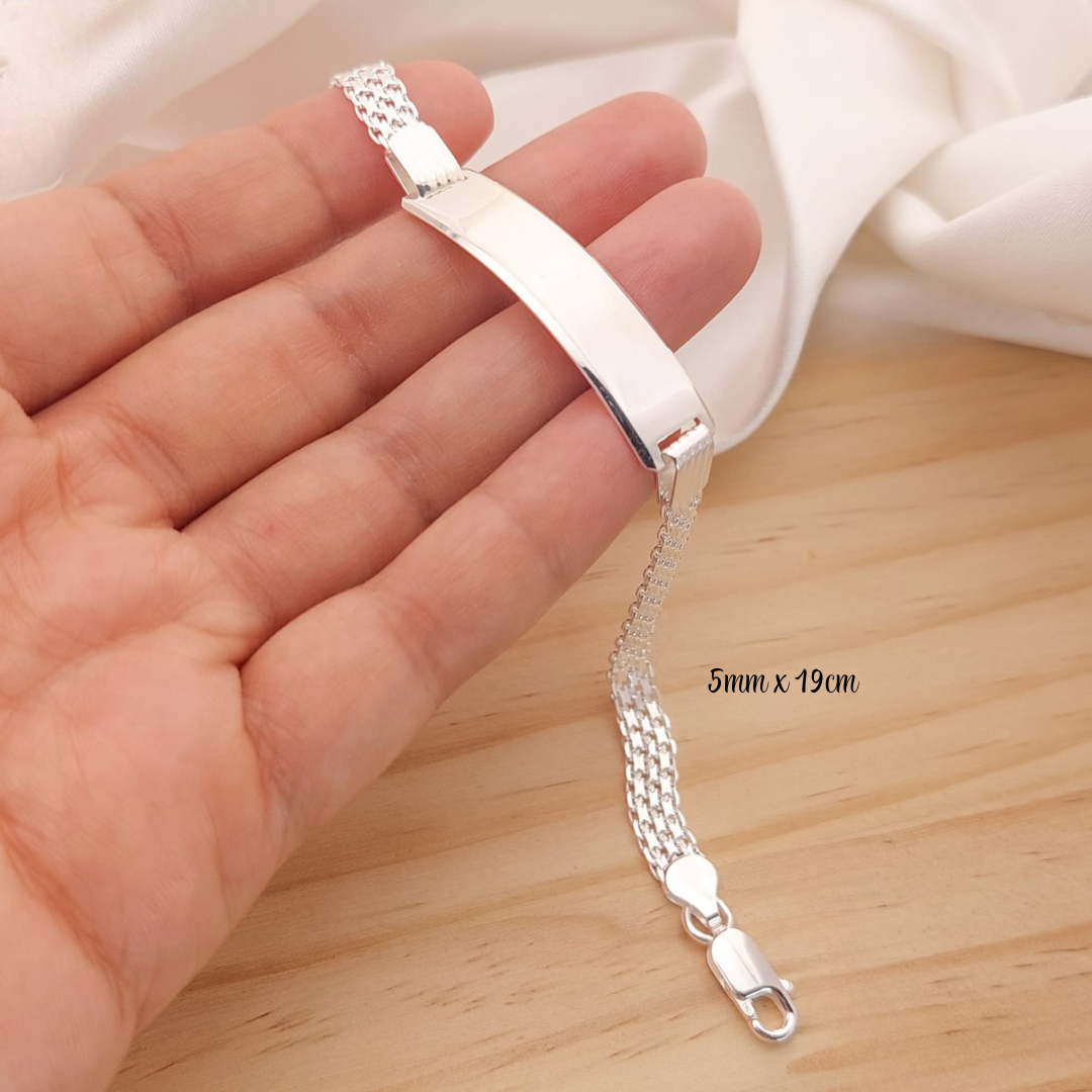 Pulsera Placa 5mmx20cm Bismark Plata  925 210000024321