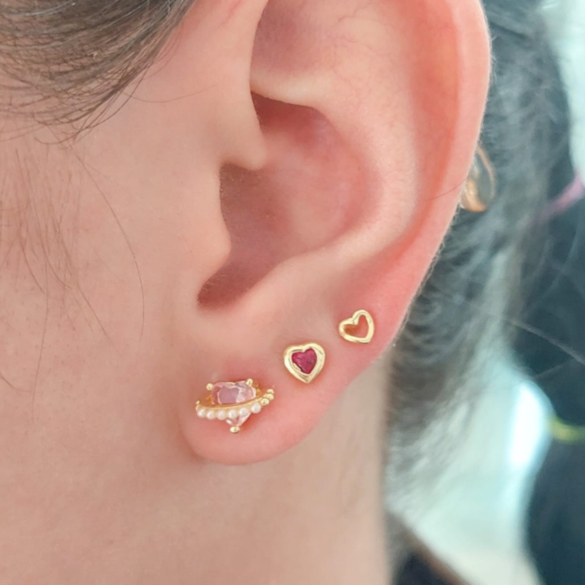 Aretes Trio Oro Laminado corazones 24966