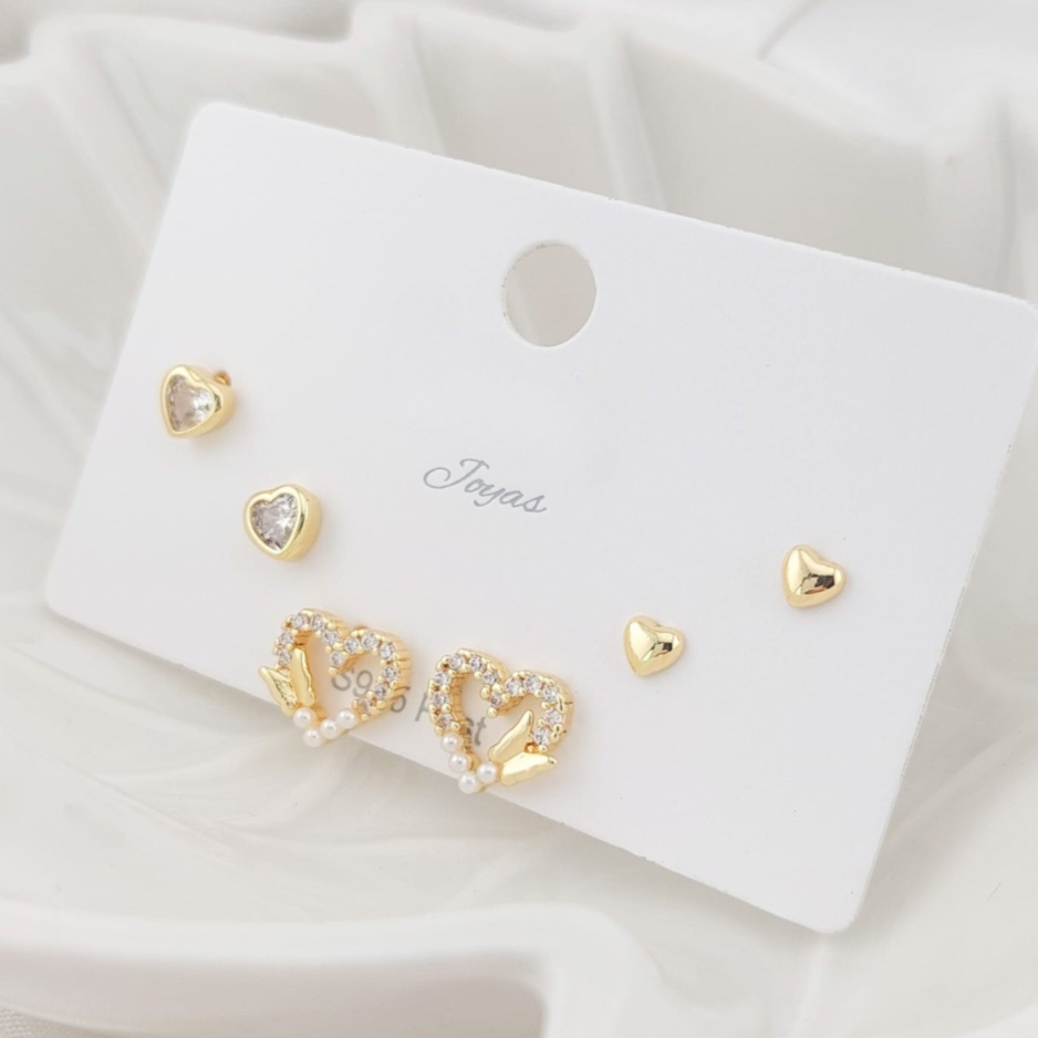 Aretes Trio Oro Laminado 24965
