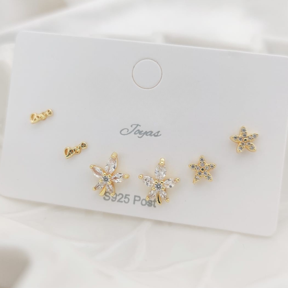 Aretes Trio Oro Laminado 24977