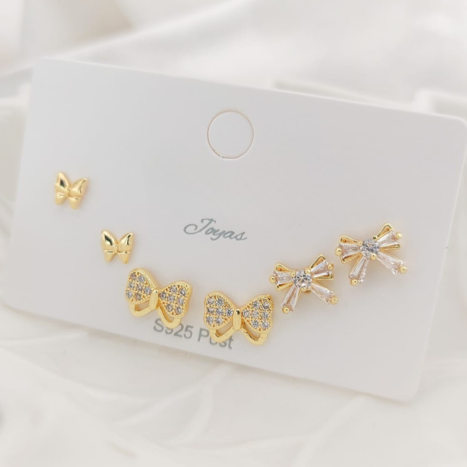 Aretes Trio Oro Laminado 24976