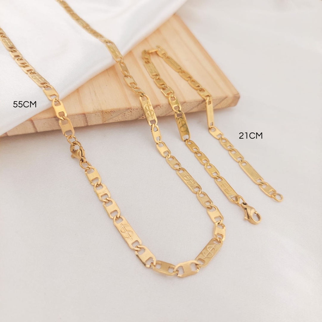Cadena 55cm/ Pulsera 21cm Acero 25008