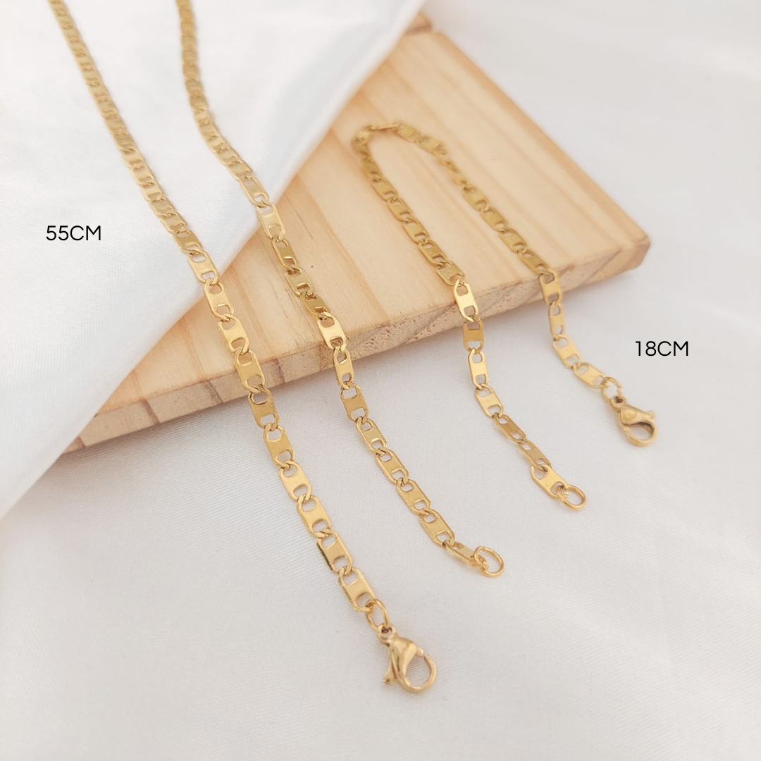 Cadena 55cm/ Pulsera 18cm Acero 25004