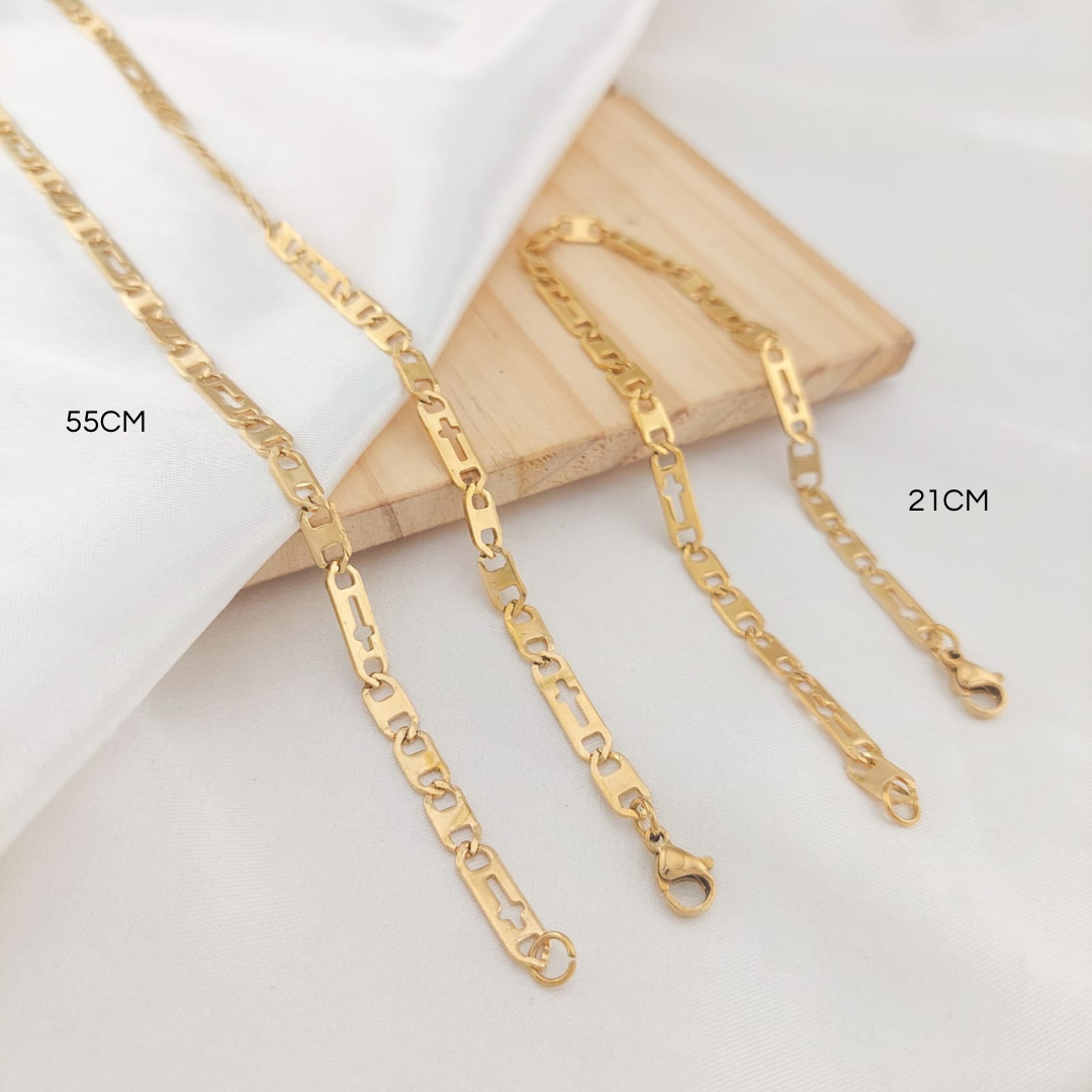 Cadena 55cm/ Pulsera 21cm Acero 25011