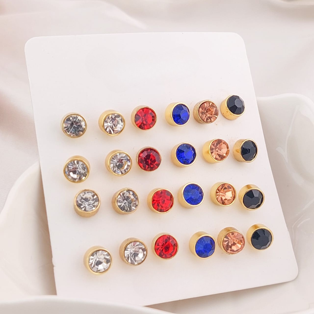 Aretes 7mm Cartón 12p Acero 25108