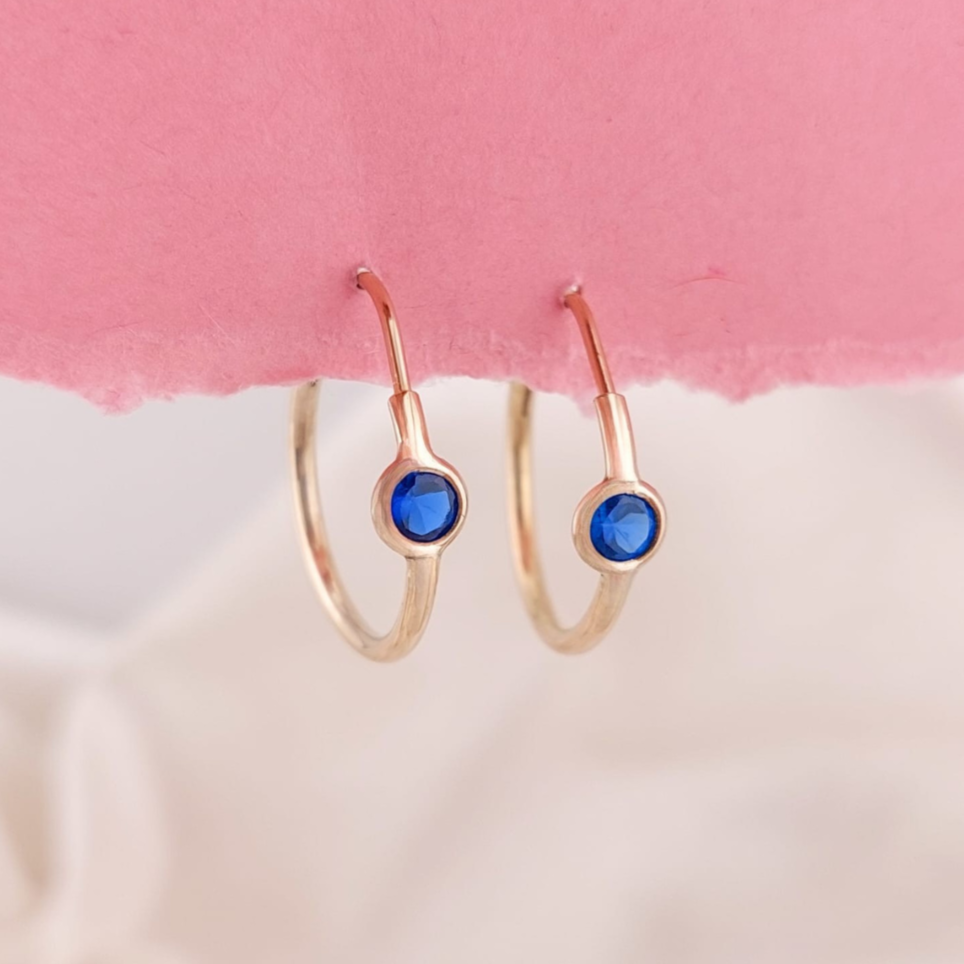 Argollas Biselado Azul 18mm Oro Nacional 10k 210000018617