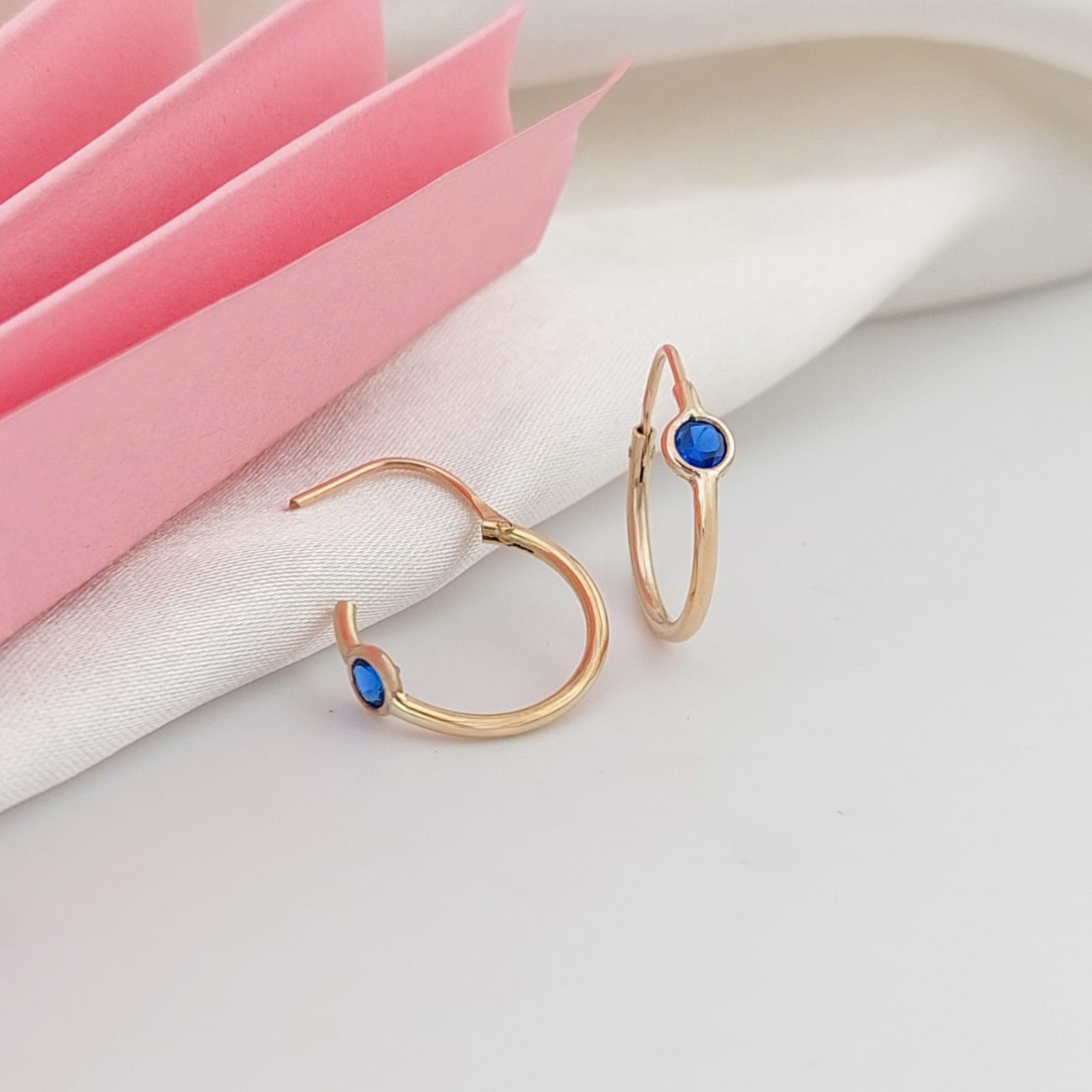 Argollas Biselado Azul 18mm Oro Nacional 10k 210000018617