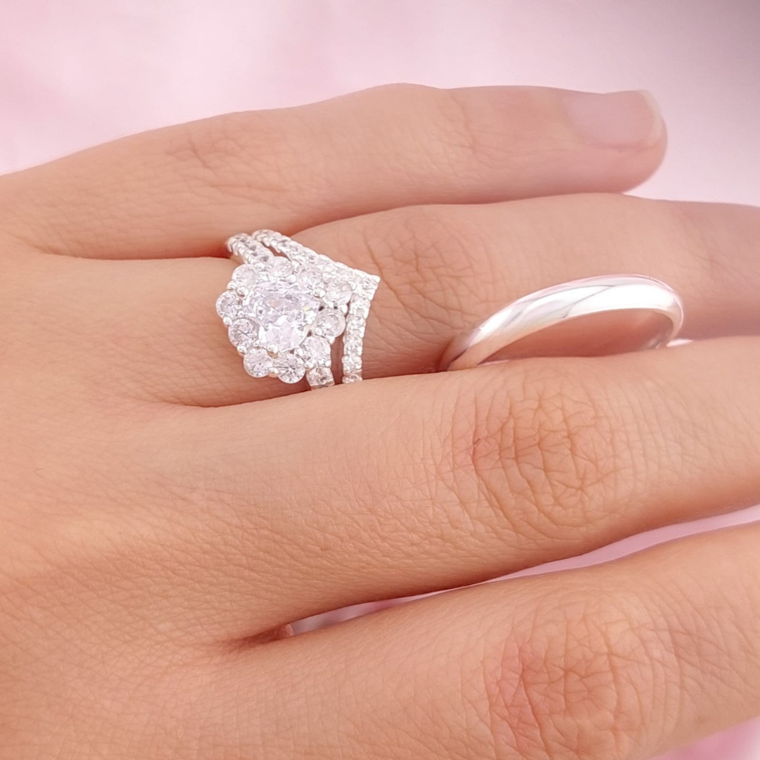 Anillos Tríos Matrimonio Plata 925 25586