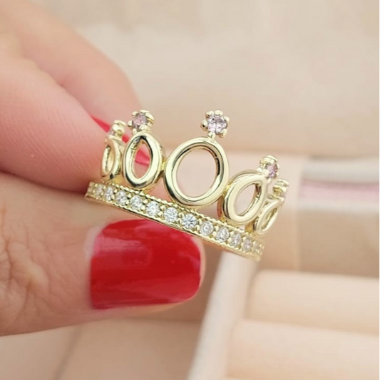 Anillo Corona Dama Oro 10k 2.8 Italia 20984