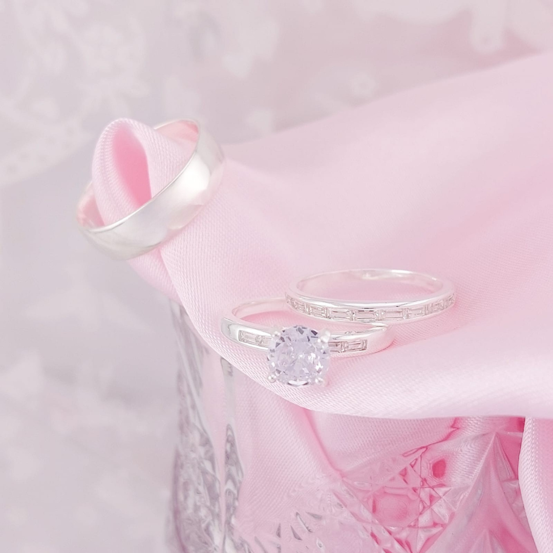 Anillos Tríos Matrimonio Plata 925 25664