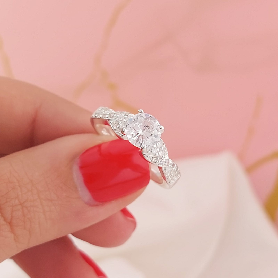 Anillo Compromiso 3.2g Plata 925 25653