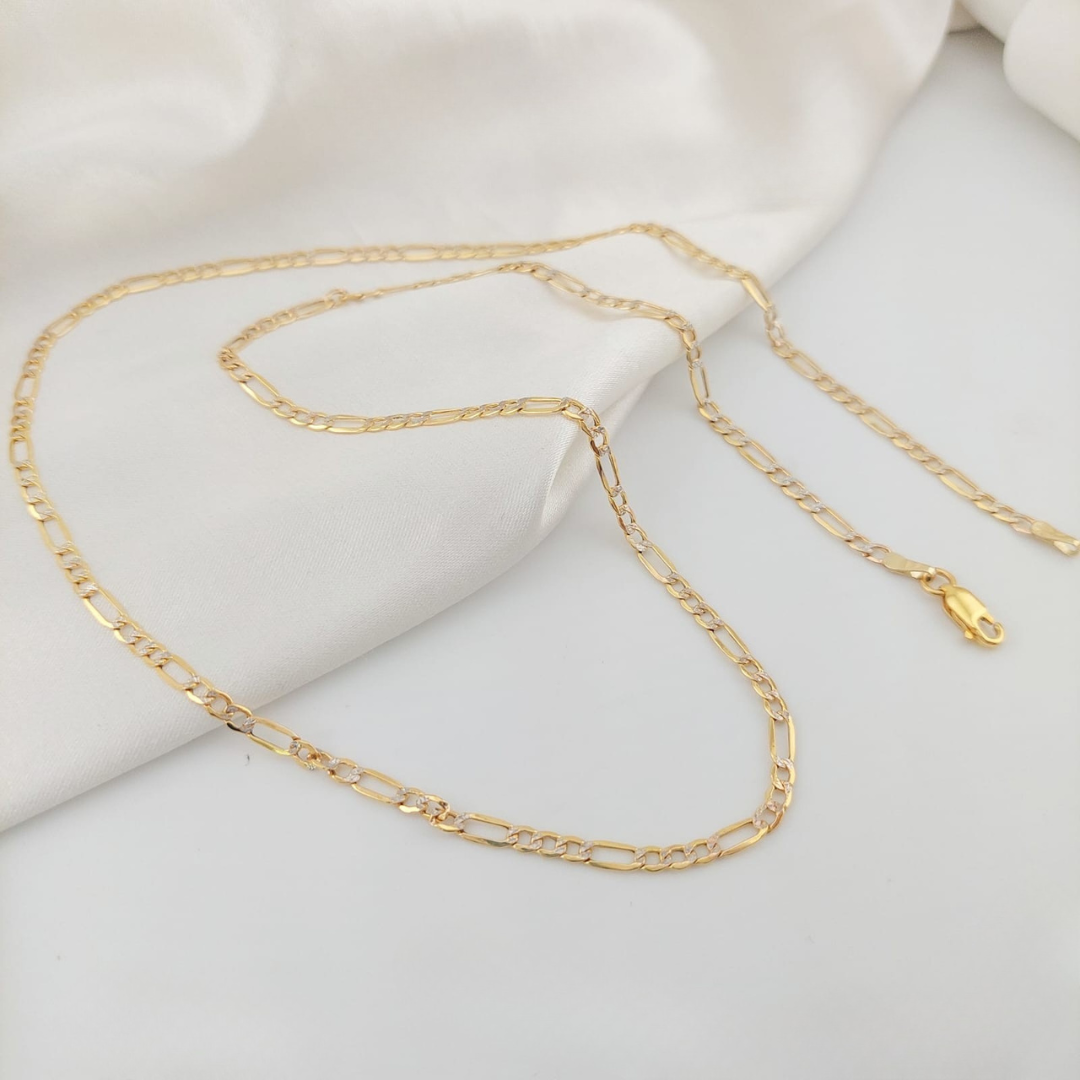 Cadena Figaro Diamantada 60cm/3mm Oro 10k Italia 25783