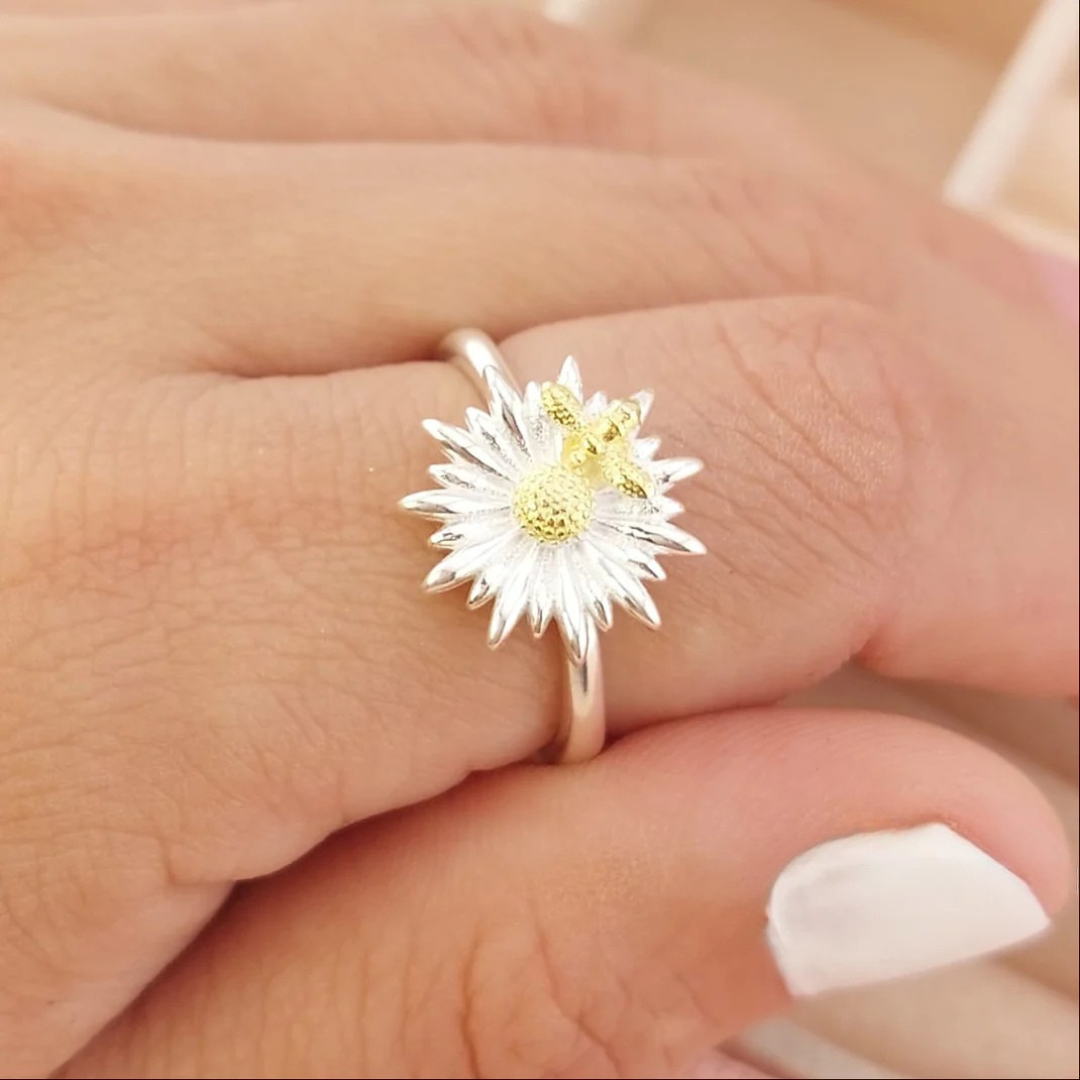 Anillo Girasol Dama Plata 925 26456