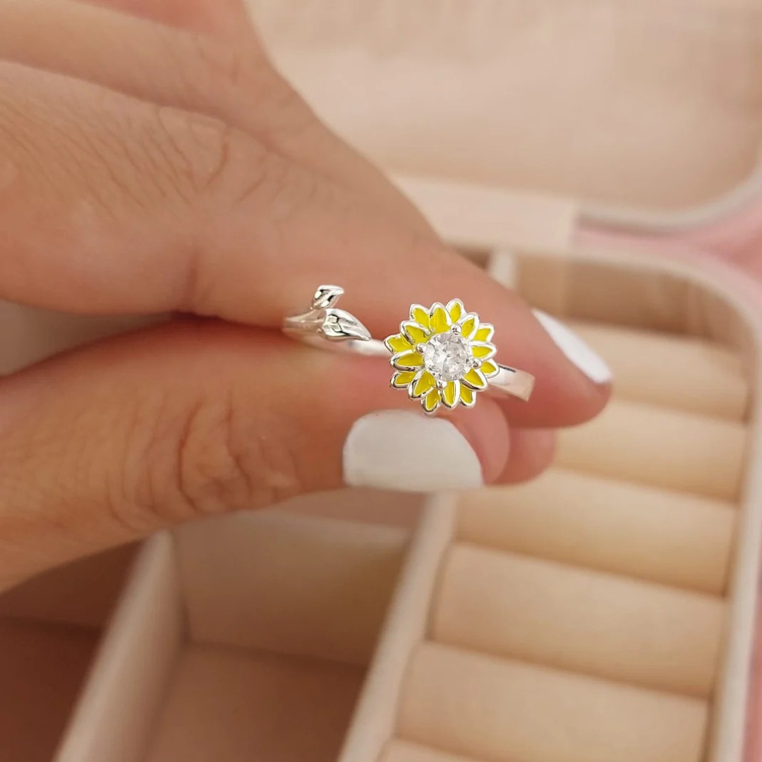 Anillo Girasol Dama Plata 925 26454