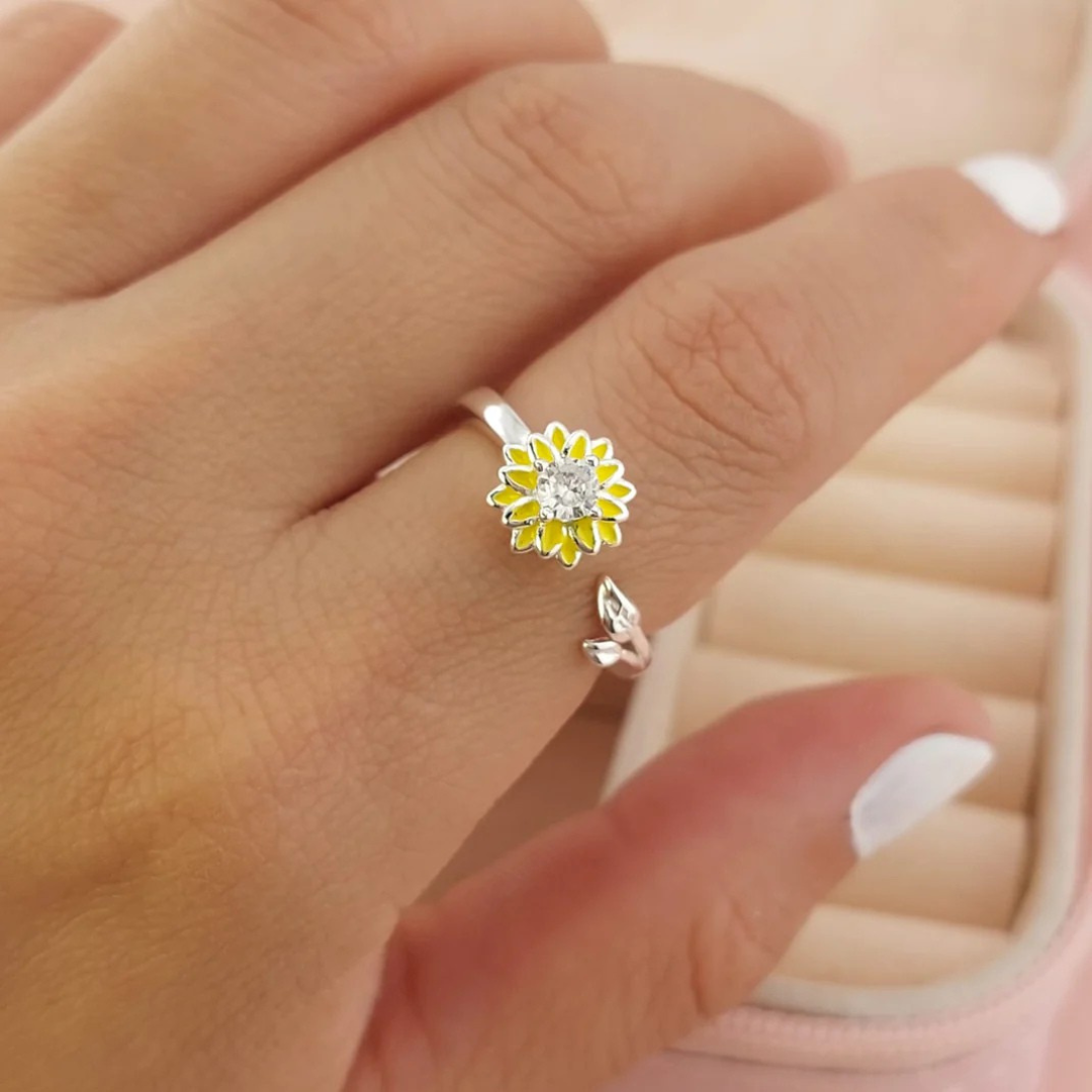 Anillo Girasol Dama Plata 925 26454