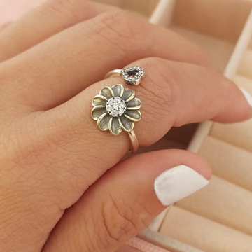 Anillo Girasol Dama Plata 925 26451