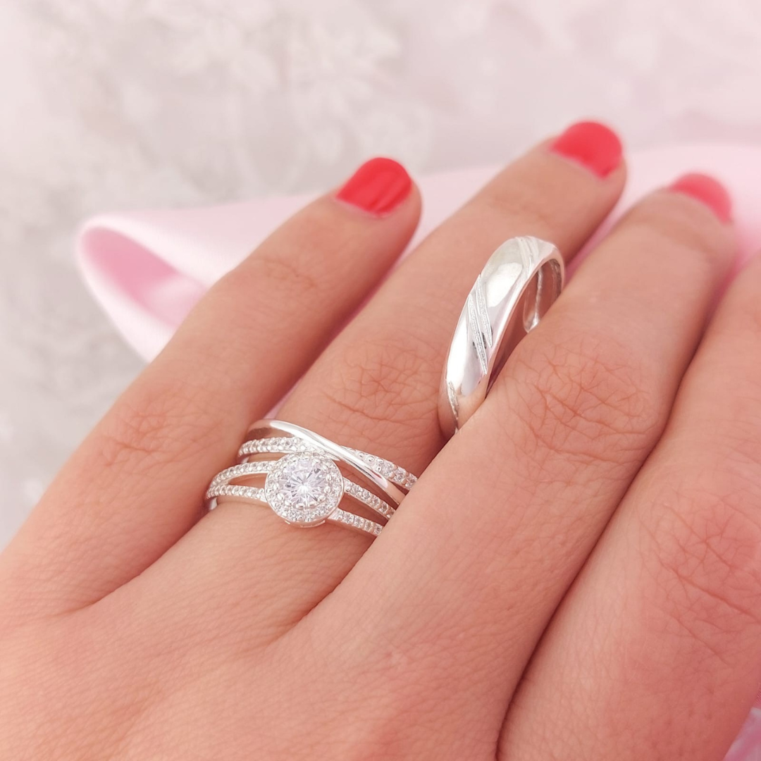 Anillos Tríos Matrimonio Plata 925 25668