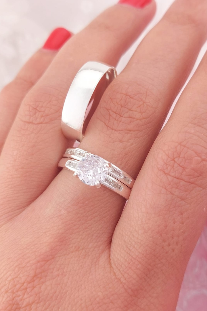 Anillos Tríos Matrimonio Plata 925 25664
