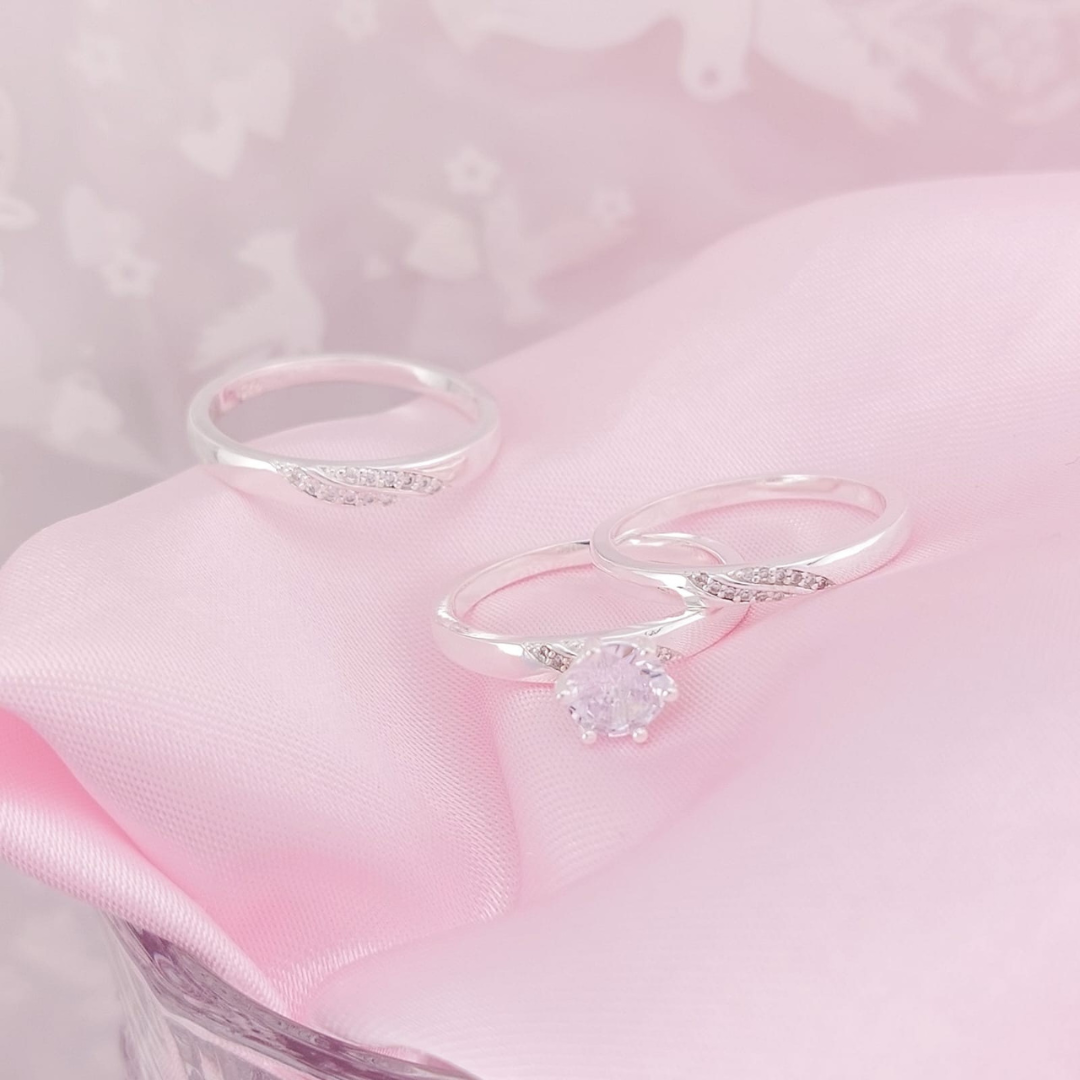 Anillos Tríos Matrimonio Plata 925 25661