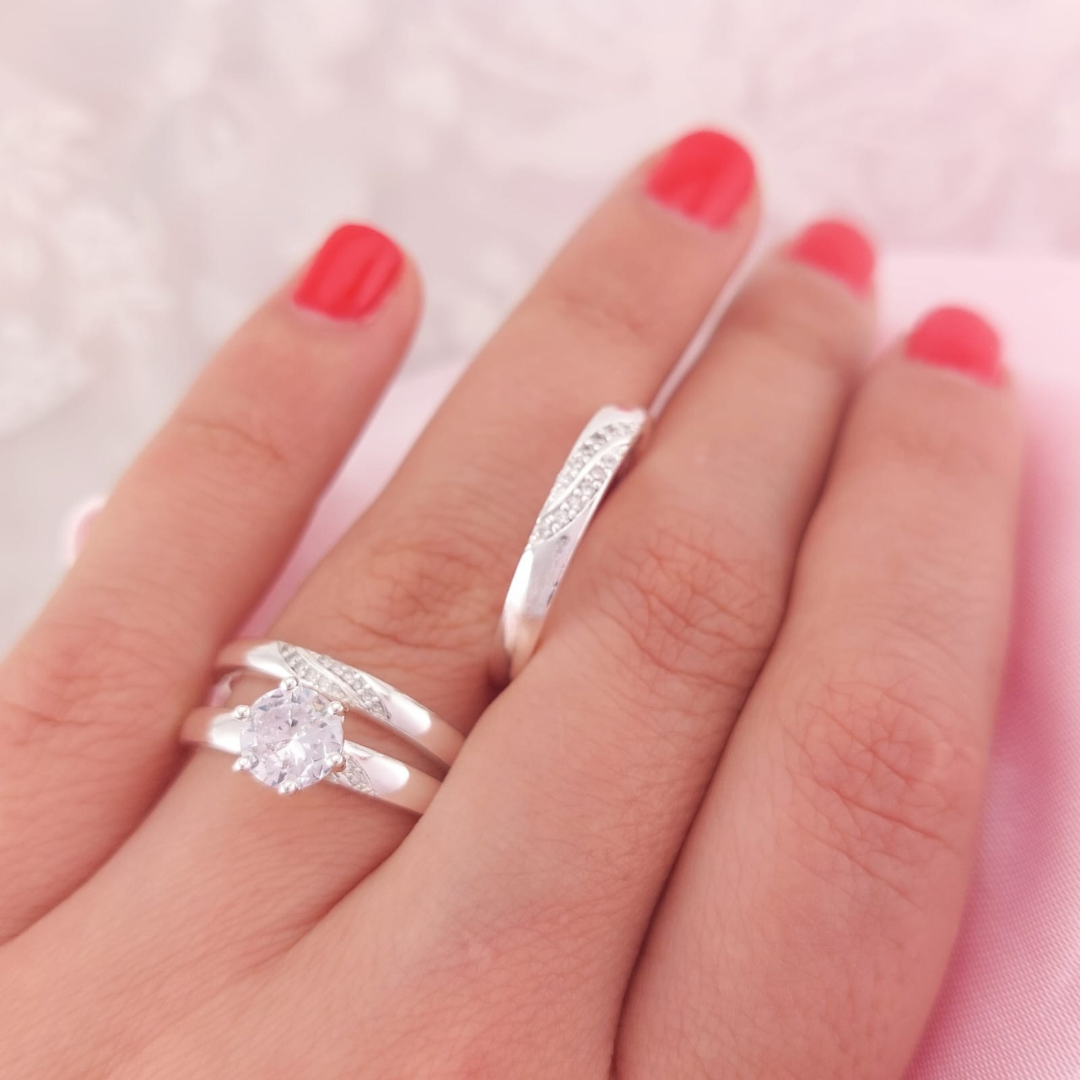 Anillos Tríos Matrimonio Plata 925 25661