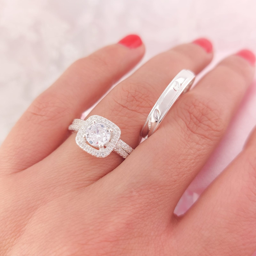 Anillos Tríos Matrimonio Plata 925 25658