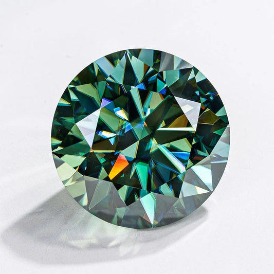 Piedra Moissanita 6mm 0.8ct Verde Turquesa Certificado GRA 27545