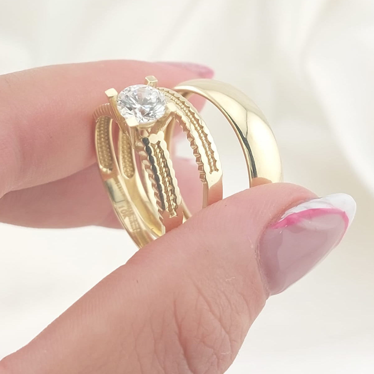 Anillos Trío Matrimonio Oro 10k 5.7g 26995