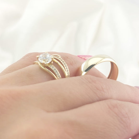 Anillos Trío Matrimonio Oro 10k 26994